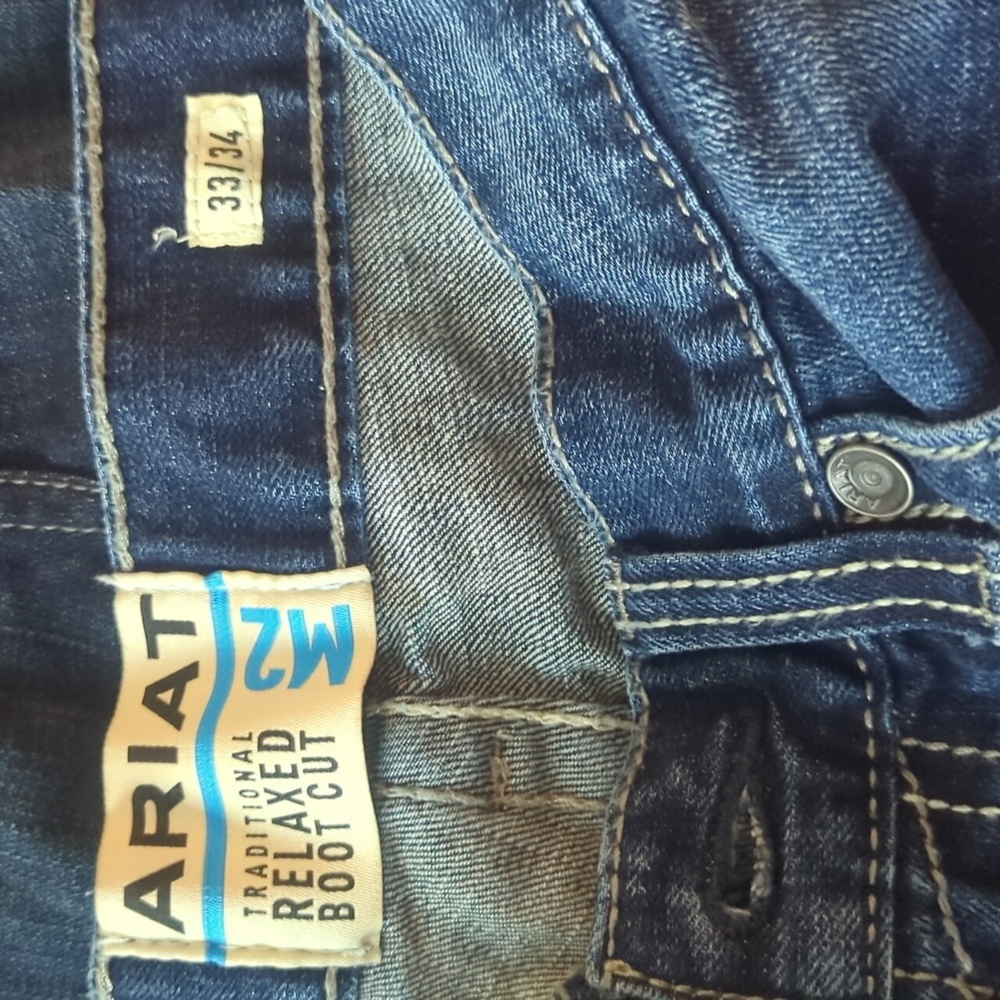 2 PAIR Men's Western Jeans Ariat And Cinch Both 33x34 Dark Wash WORN Once - Picture 2 of 5